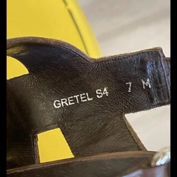 Donald J Pliner Leather Sandals Brown Sz 7 Gretal Cork Platform Wedge Boho Spain - Picture 9 of 9